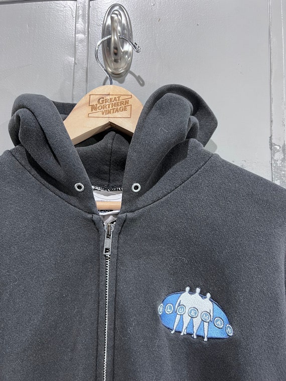 Large 2000s Blue Man Zip up Sweatshirt Basic Blank Sportswear