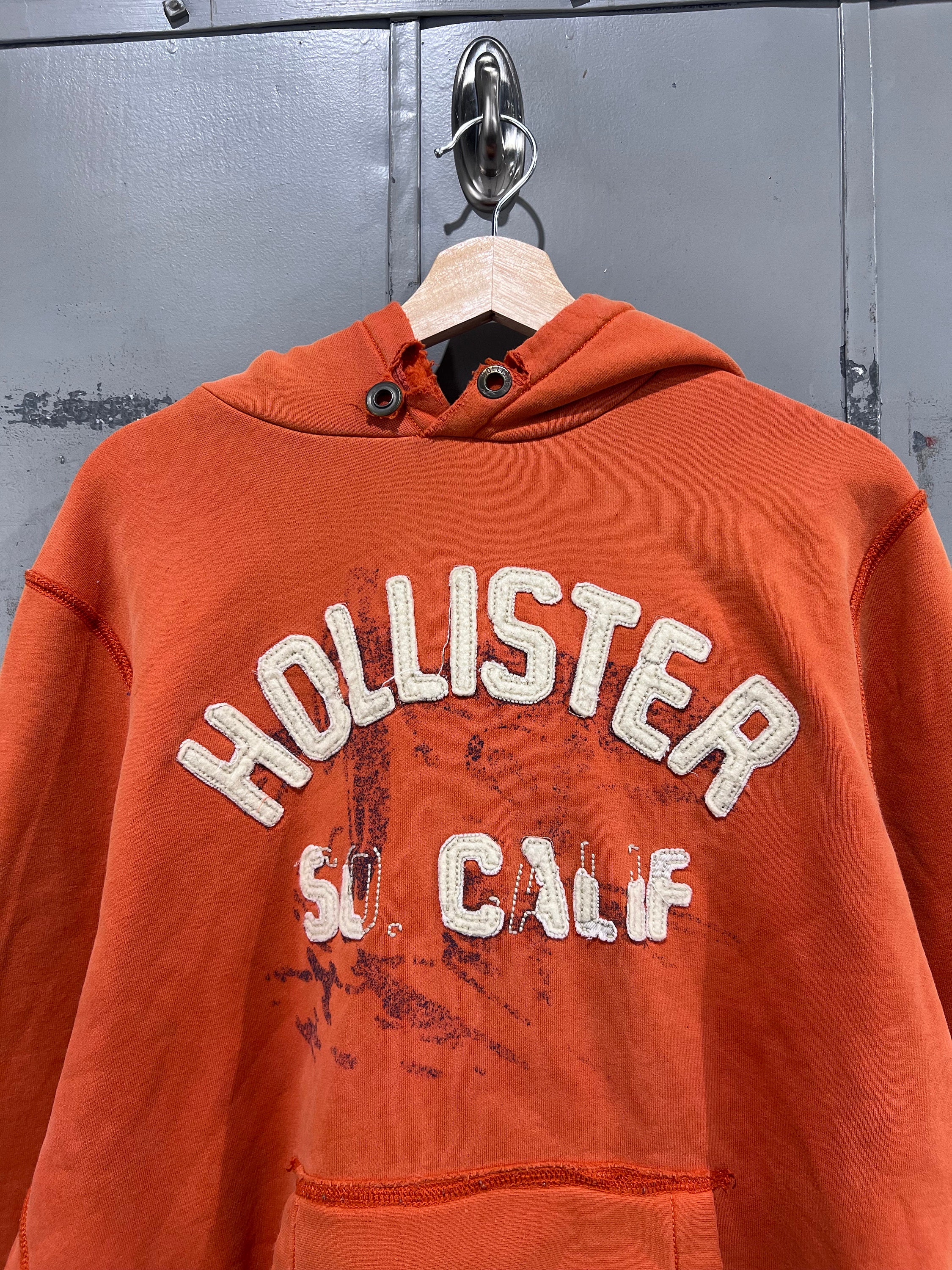Large Vintage Y2K Mens Hollister Pullover Hooded Cotton Sweatshirt Orange Preppy Distressed Mall Brand Etsy UK