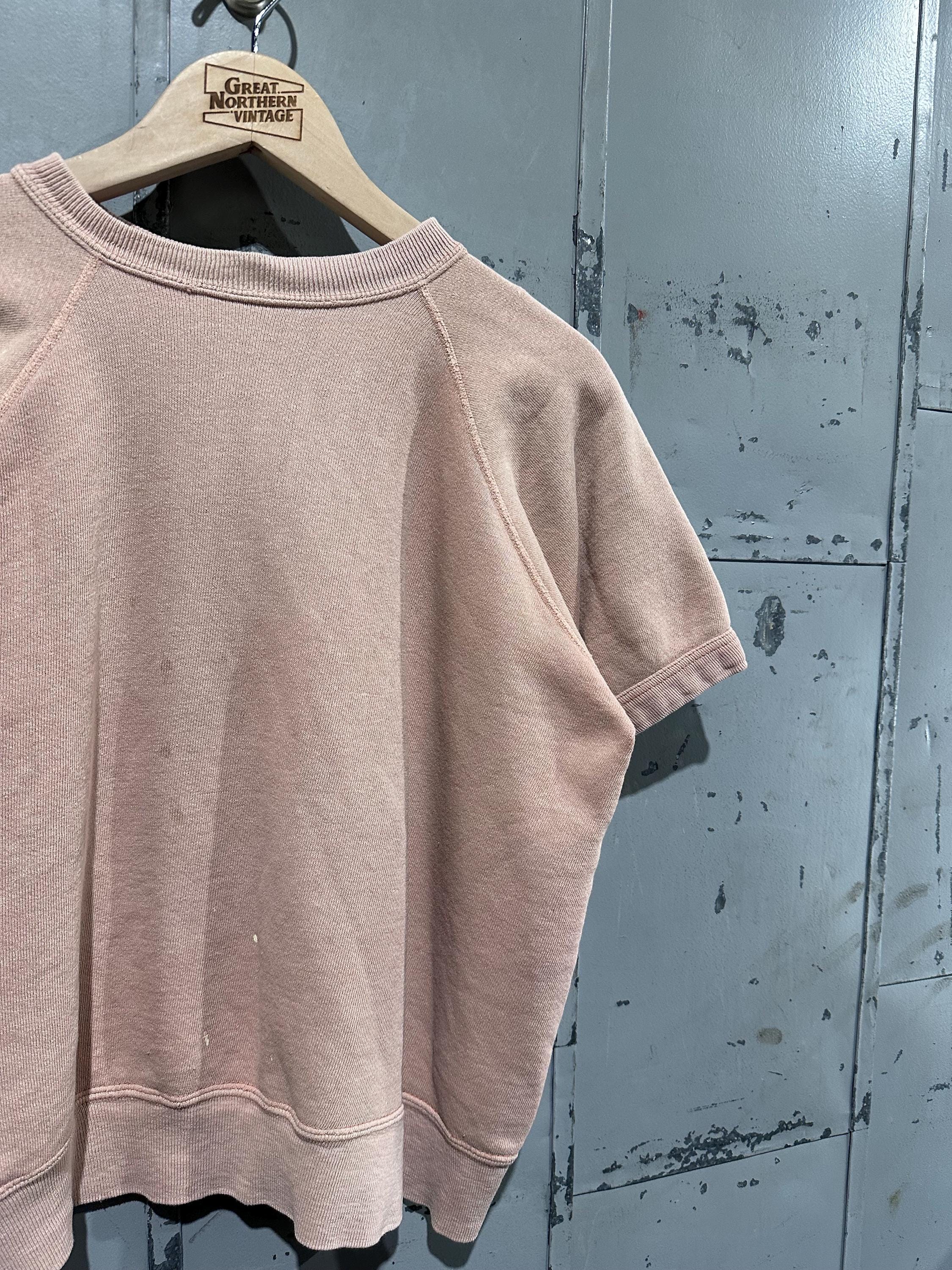 True Vintage 60s Distressed Salmon Pink Cozy Autumn Short Sleeve 