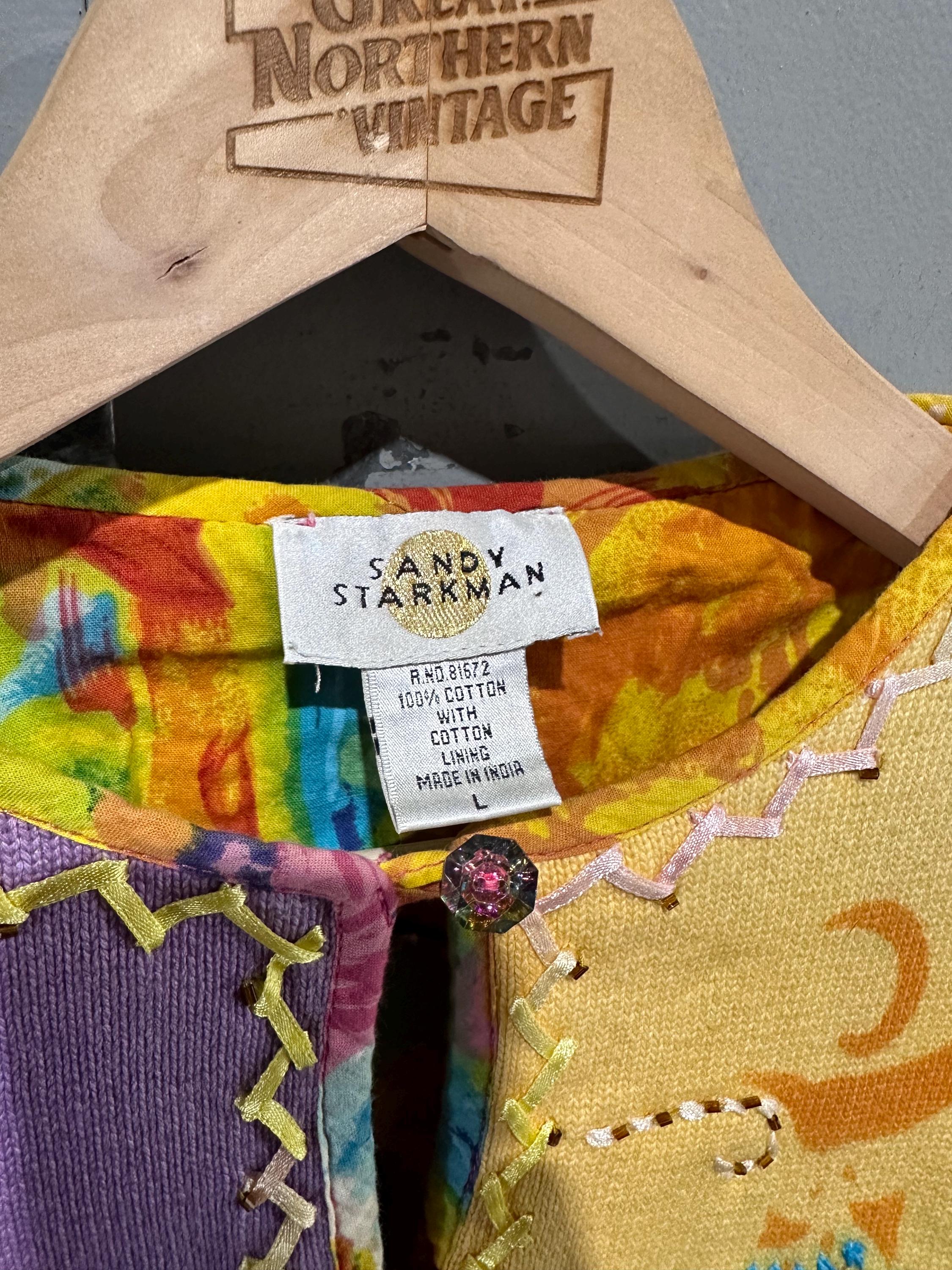Vintage 90s Sandy Starkman Patchwork Indie Rainbow Whimsical