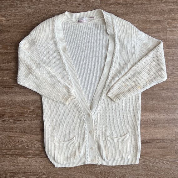 90’s Oversized Cream Cardigan Sweater - image 1