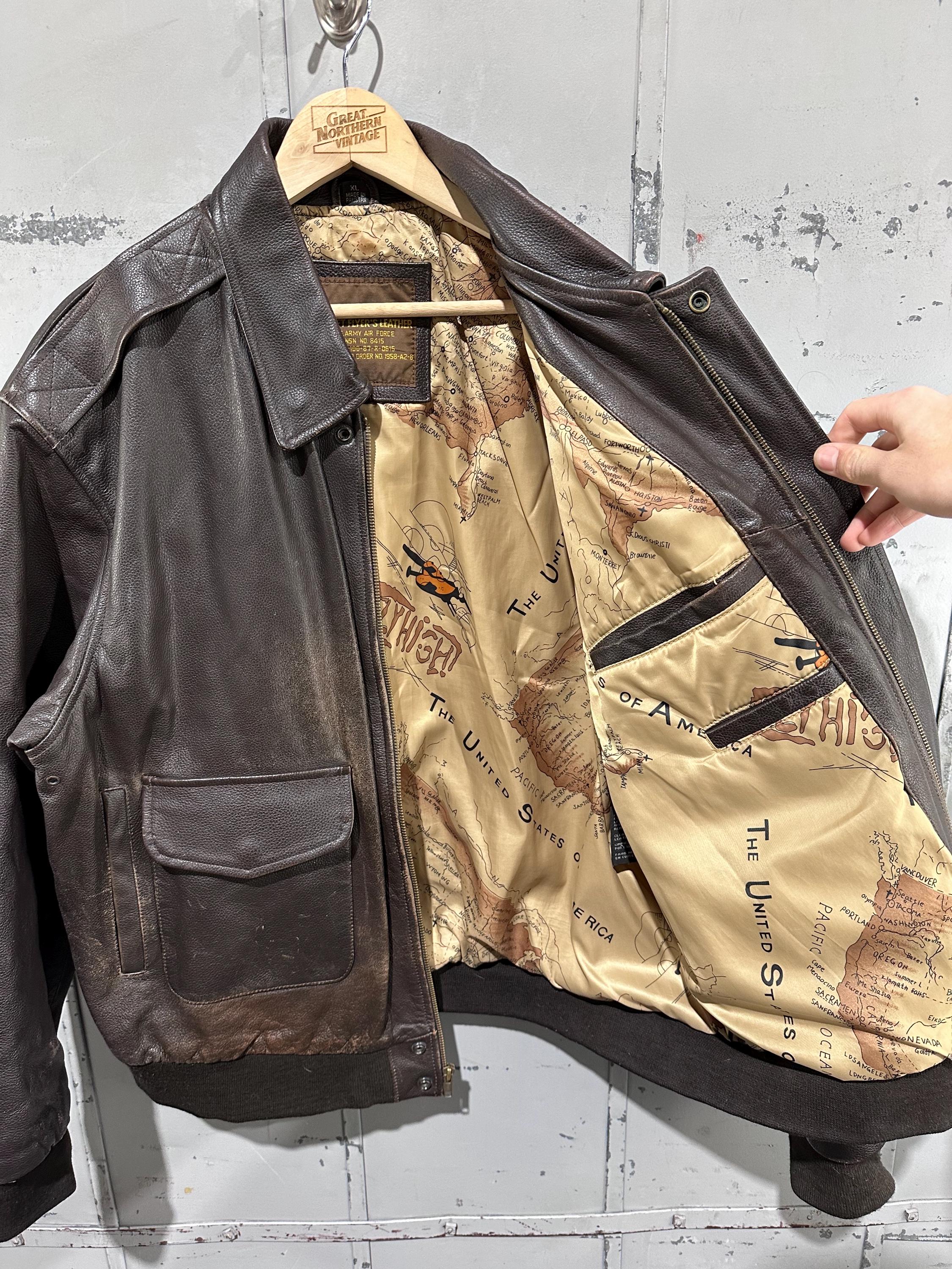 Vintage 90s Flyer's Leather Type A-2 Brown Cafe Style Bomber