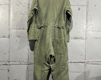 Medium 70s US Army OG-107 Cotton Coveralls Suit 1st Pattern Paint