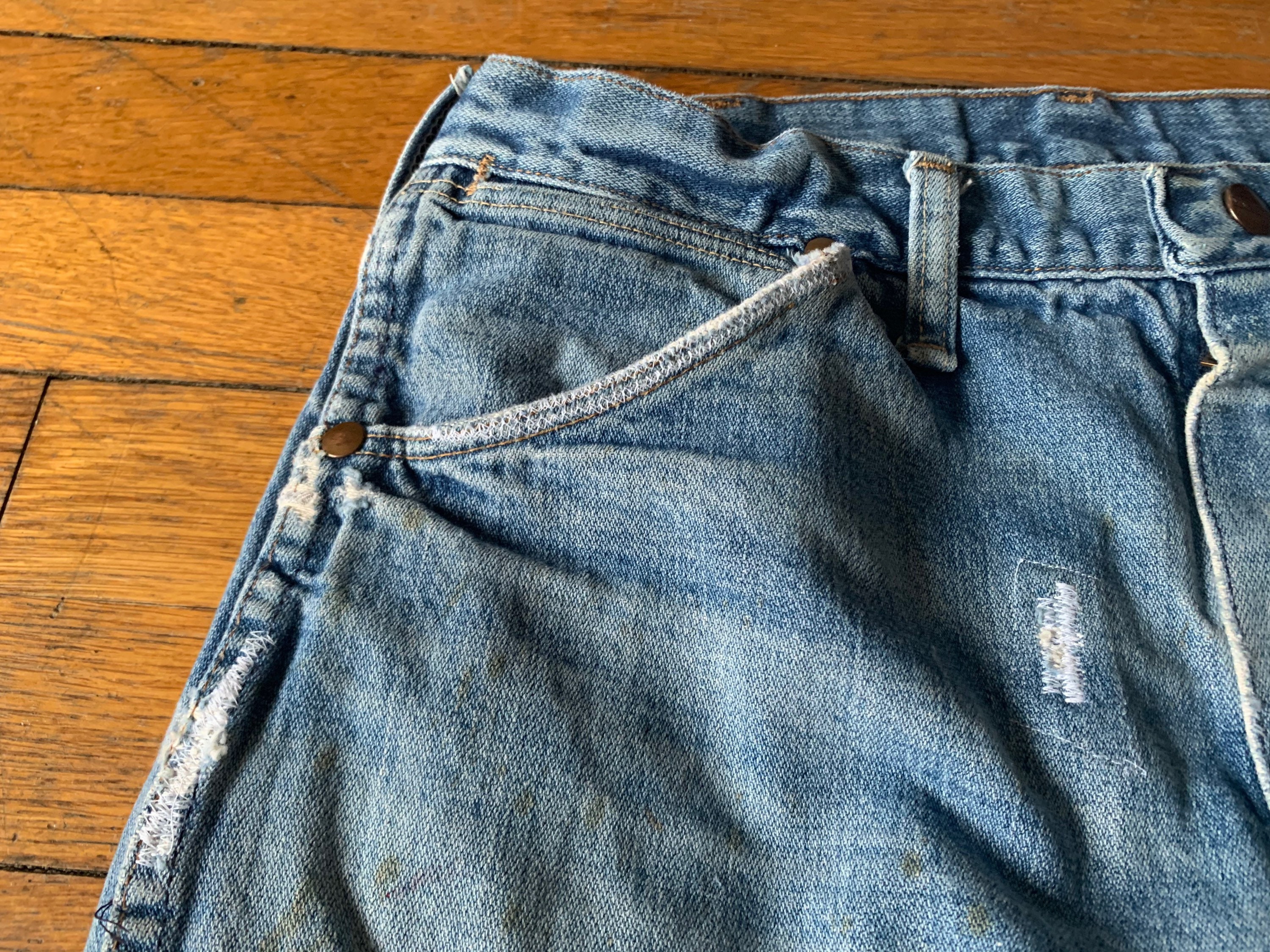 70s Maverick Heavily Distressed and Repaired Denim Blue Jeans - Etsy