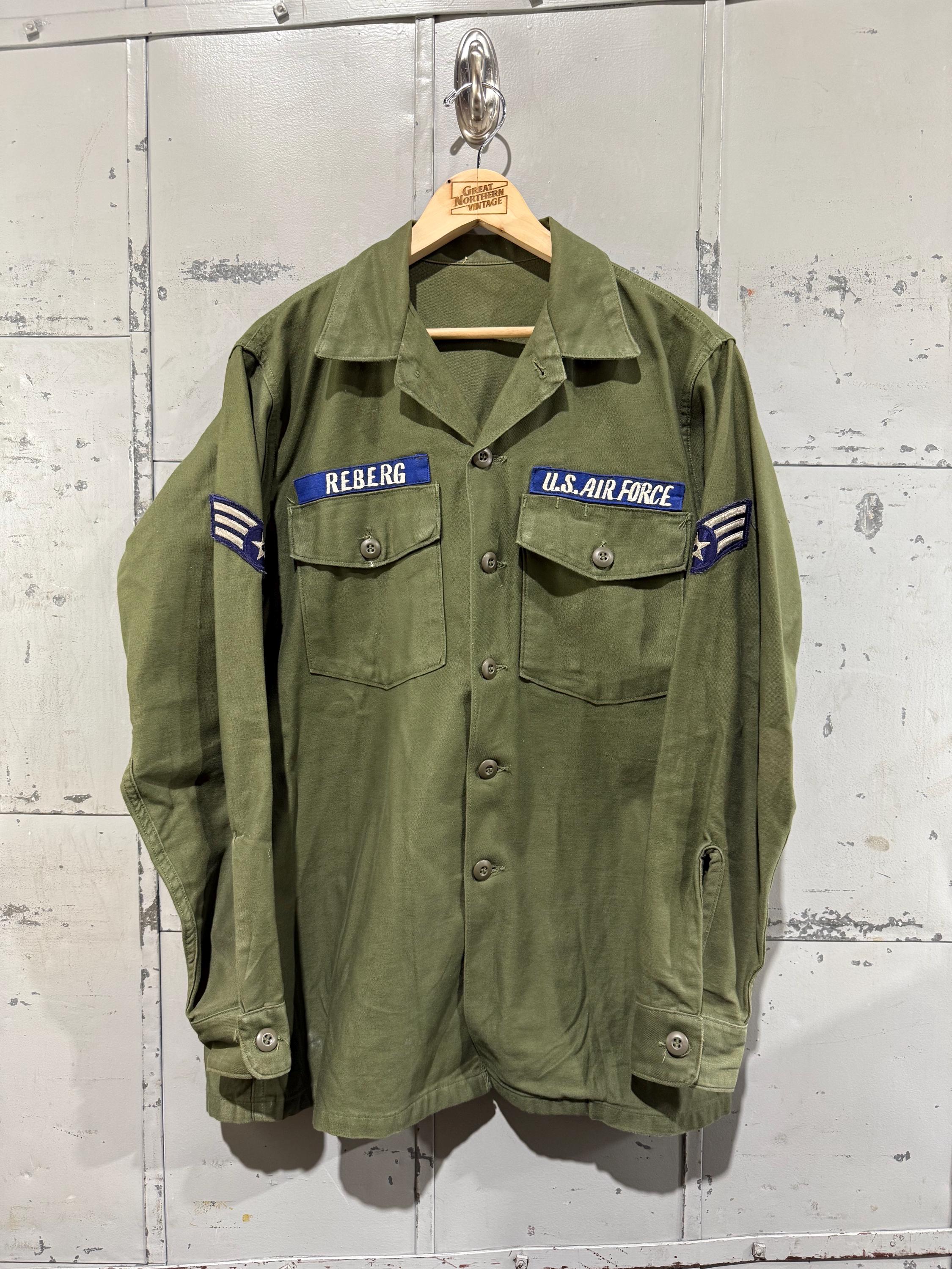 70's OG-107 Fatigue Button Up Shirt- Vietnam War(Army Green) Air Force