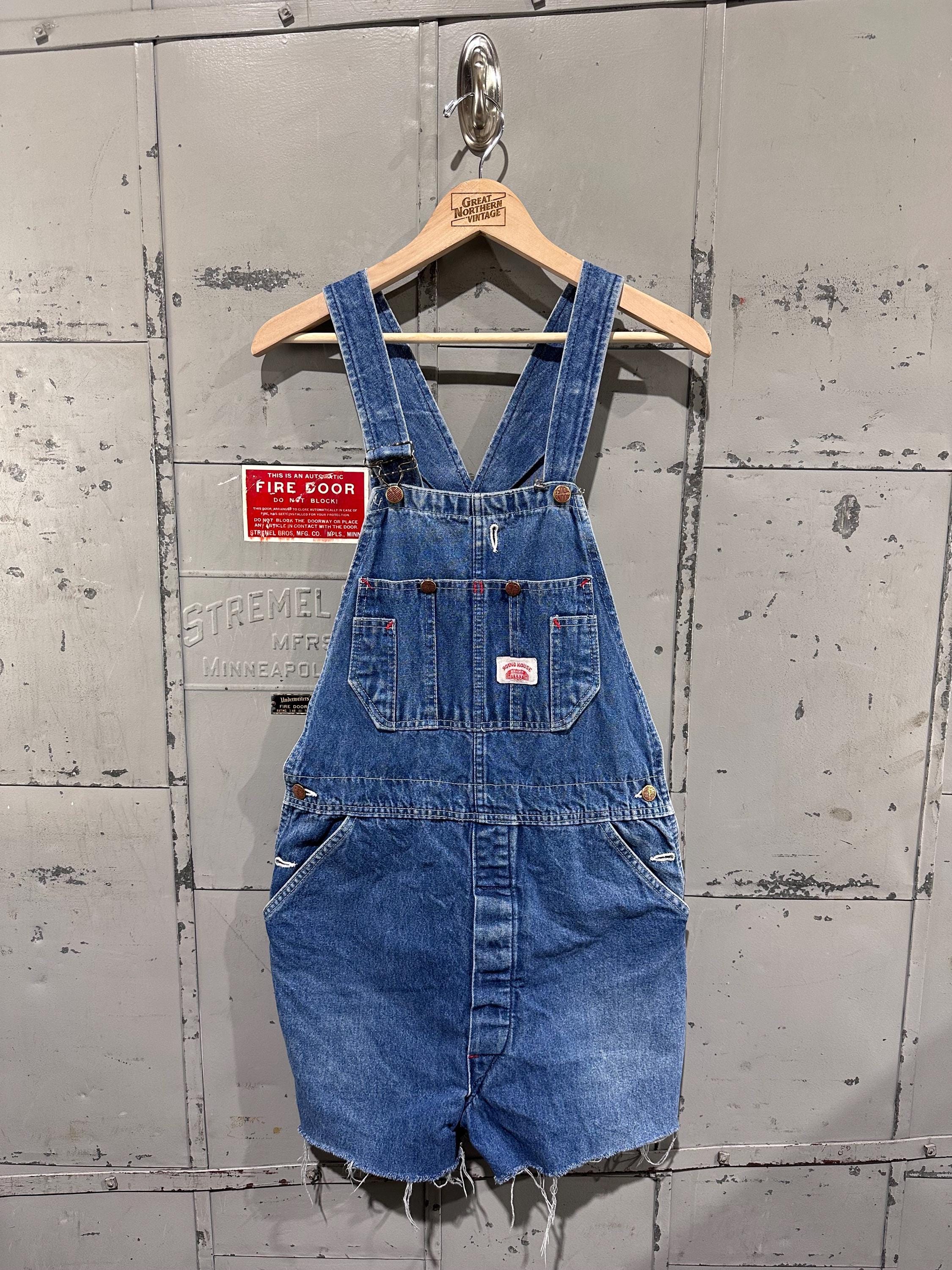 【️ヴィンテージ】ROUND HOUSE デニムオーバーオール 70S Vintage 70s Round House Blue Denim Distressed Farmer Workwear