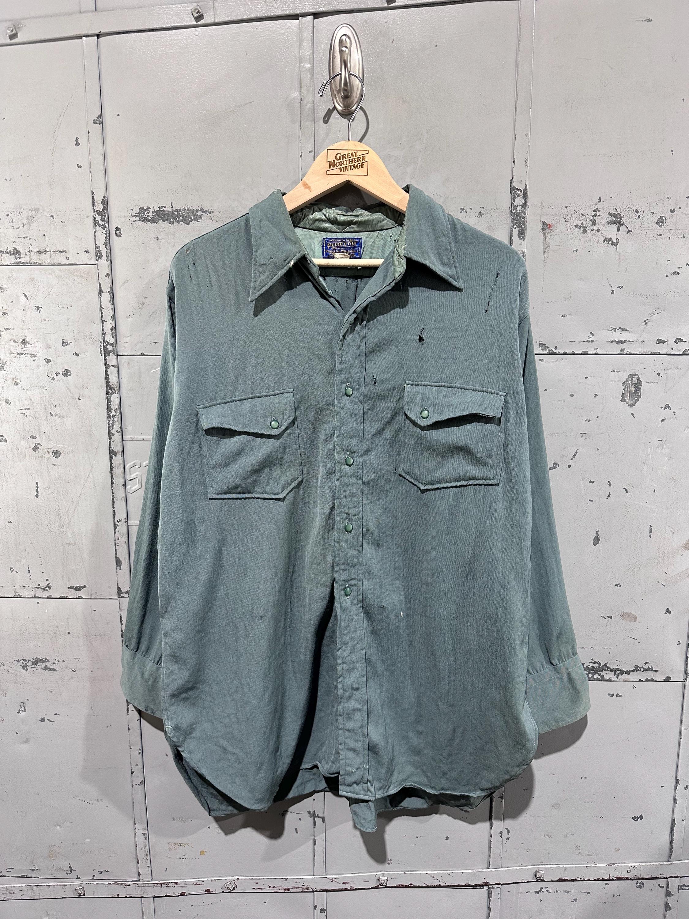 True Vintage 40s Pendleton Thrashed Distressed Wool Gabardine Gab
