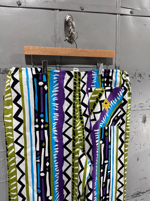 Vintage 90s Skidz NWT Vibrant Geometric Aztec Baggy Cotton Surf
