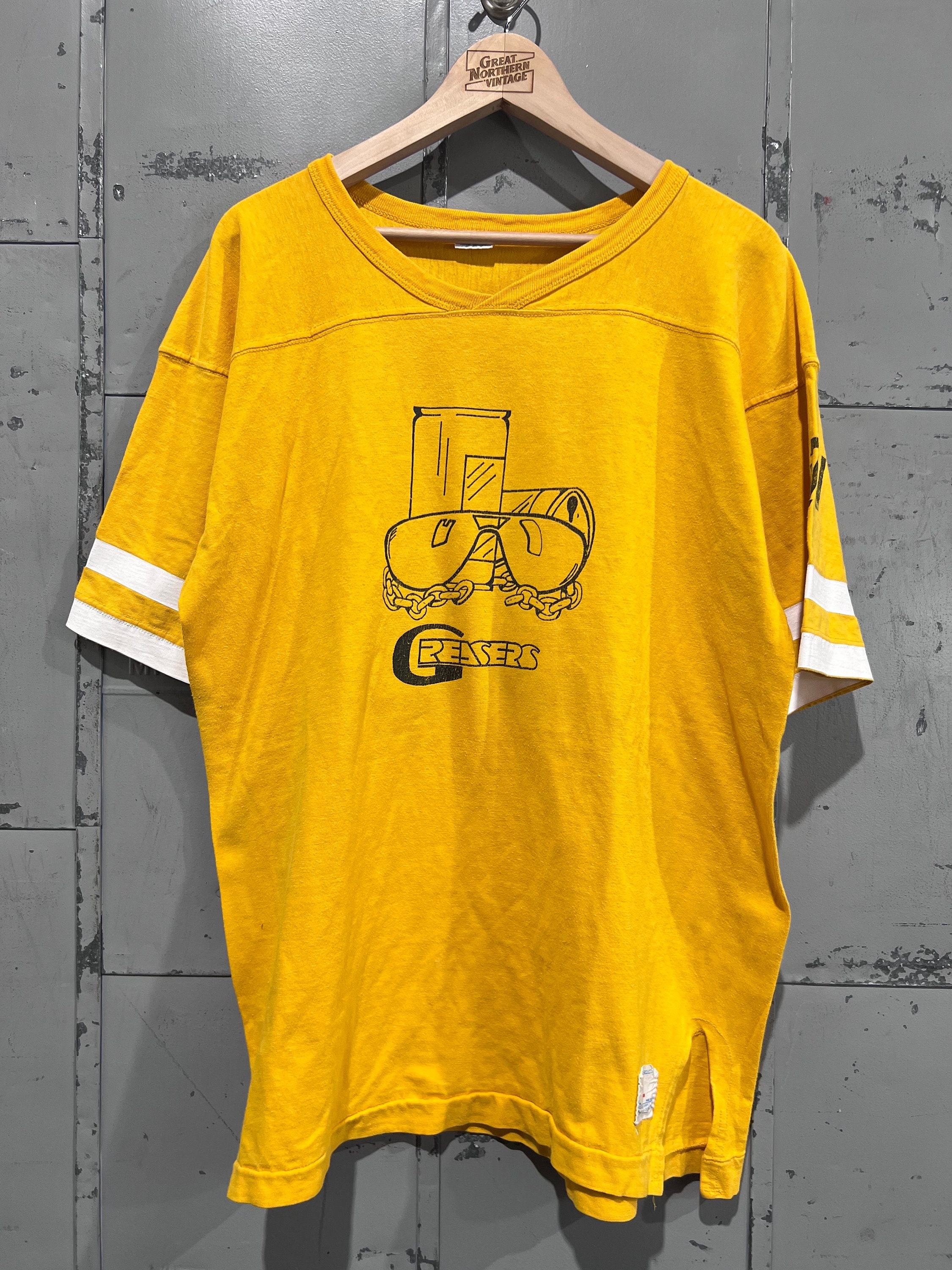 70s vintage yellow × blue football tee Adidas Vintage Soccer Jersey 1970s | Yellow and Blue