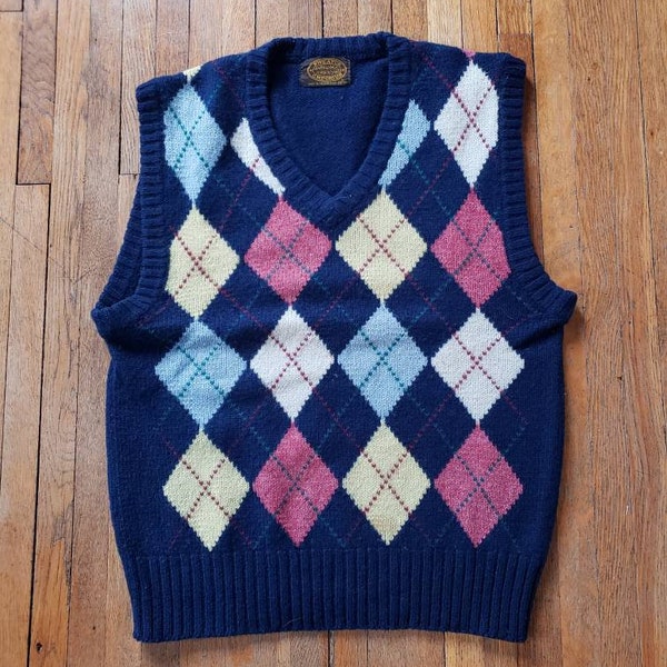 Men's Vintage Argyle Pattern Knit Pullover