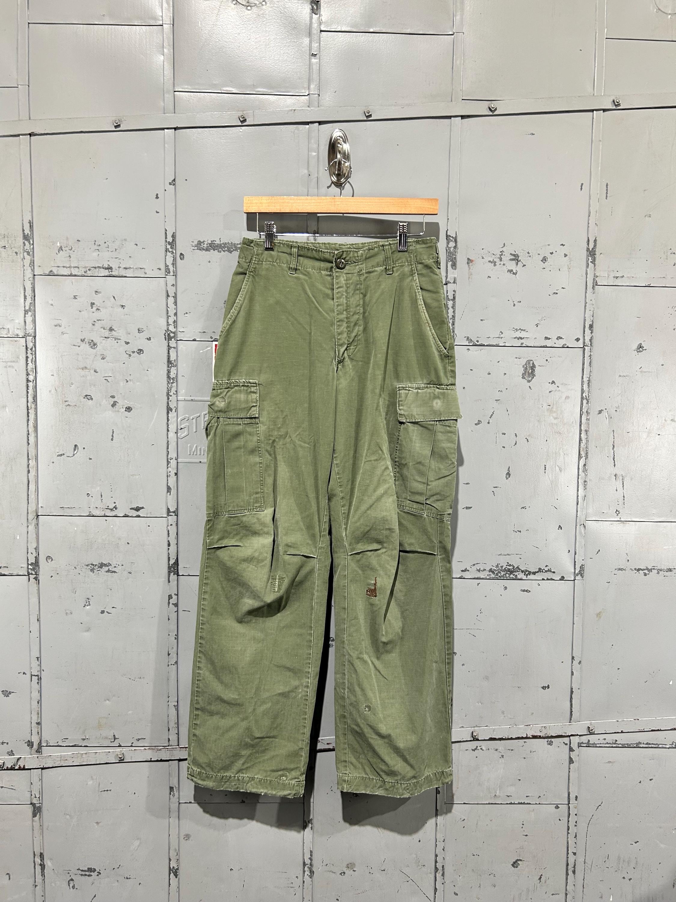 Pantalon Cargo Vintage Homme, Vert Armée, Taille L (convient 36x28), Années 90