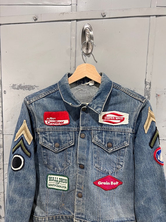 70s  size small medium selvedge Jean jacket  Dist… - image 2