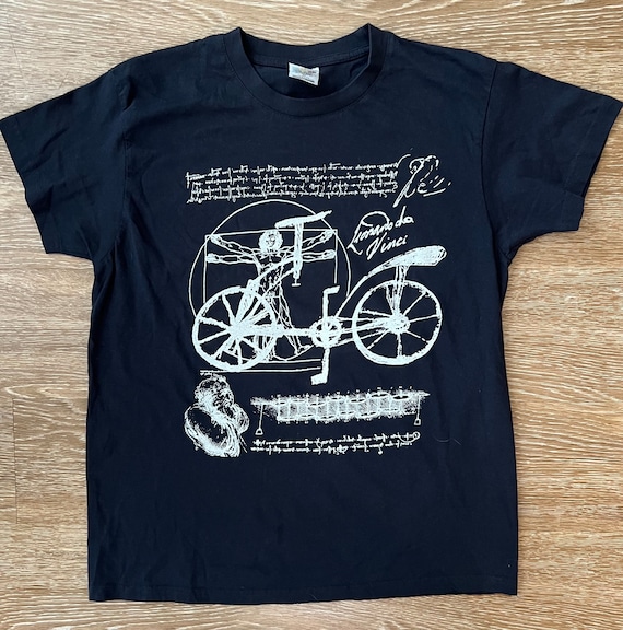 90s Leonardo Da Vinci Black Art T Shirt Medium