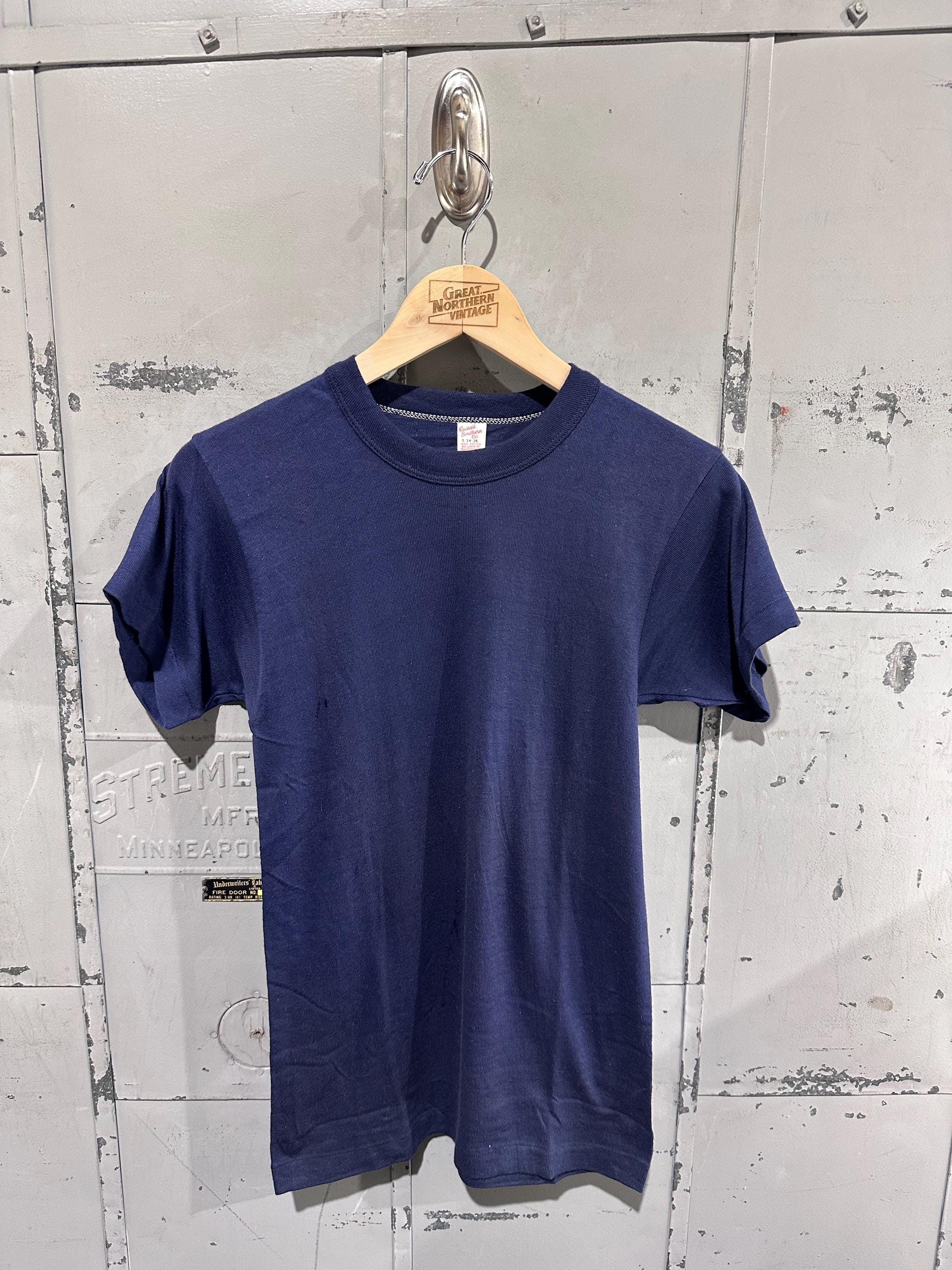 True Vintage 60s Russell Athletic Southern Co Navy Cotton Blank T