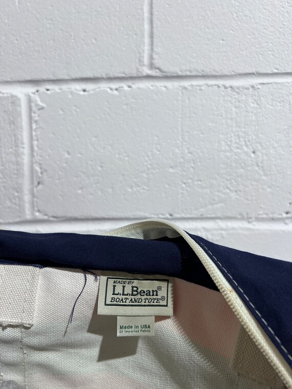 バッグ 90s LLbean Boat and tote Navy Offwhite M Vintage 90s LL Bean Boat and Tote Bag Navy Blue Canvas