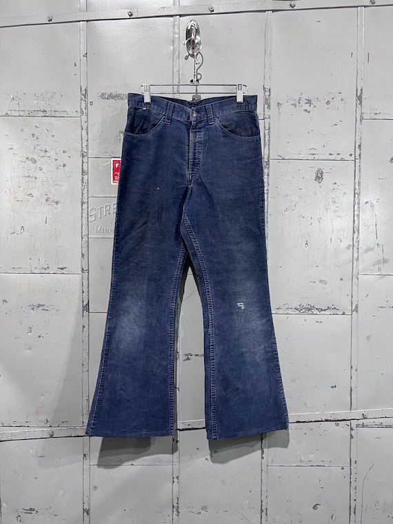 Size 28x27 70s 80s  Levi’s 519 corduroy blue Deni… - image 1