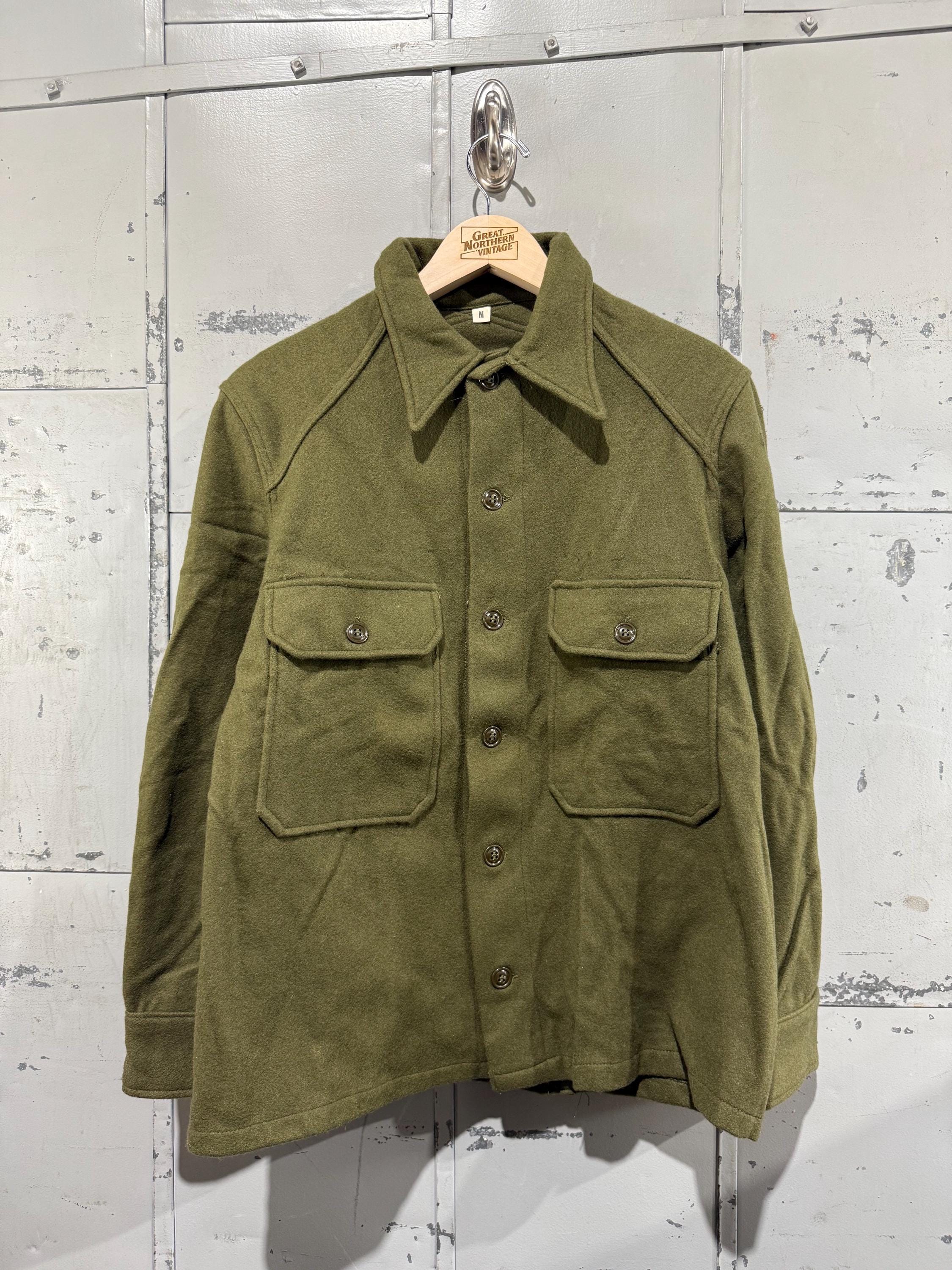 Vintage 1950s M51 Wool Field Shirt Korean War US Army OG 108 Olive