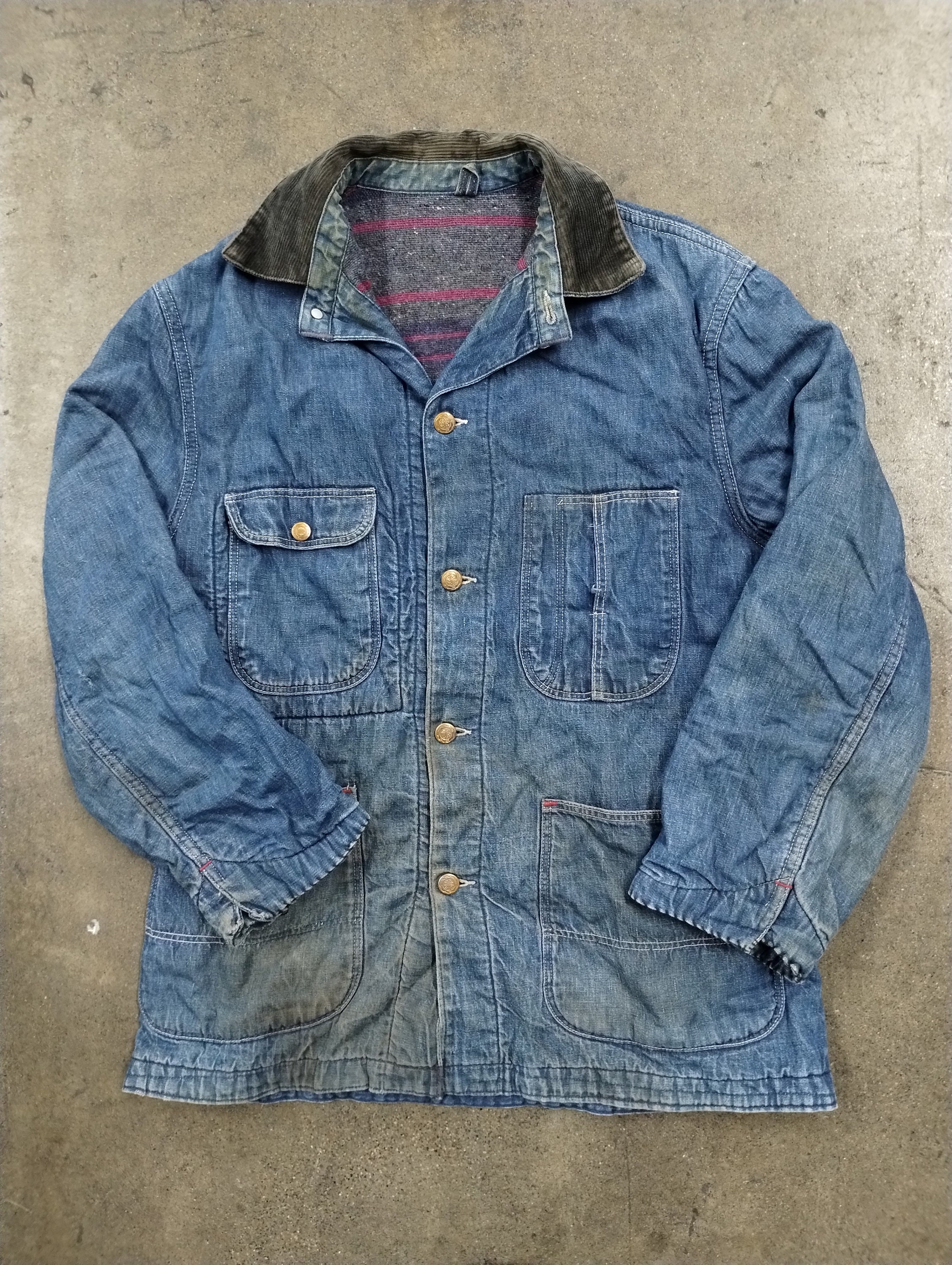 福袋 セール Work Chore Denim Lined Blanket 60's M Jacket 1960s 1970s ジャケット・アウター