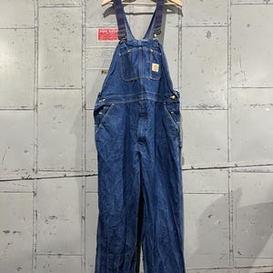90s Blue Denim Carhartt Bib Overalls 44 X32 - Etsy