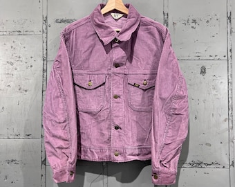 70s Lee LEE lavender Corduroy cropped two pocket Trucker Jacket