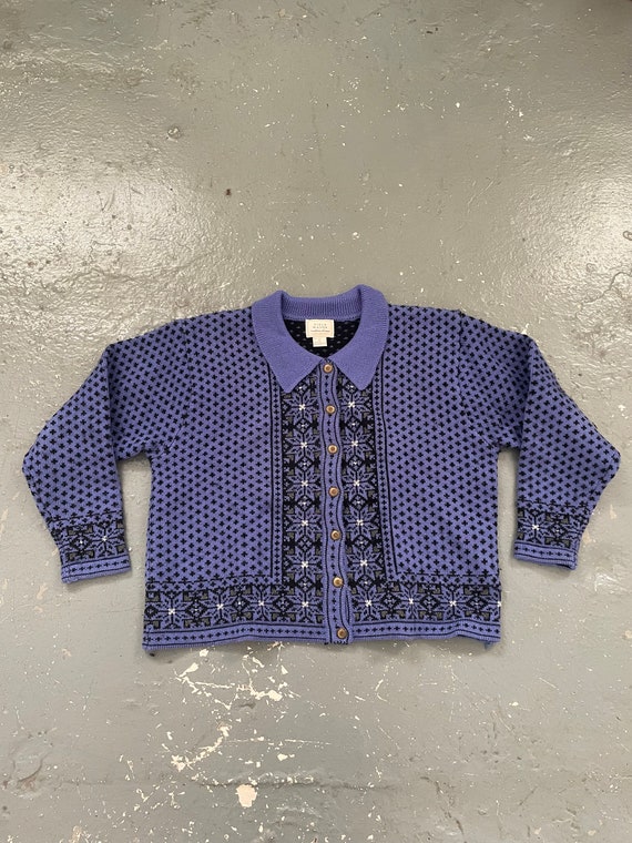 Size XL Vintage 90s Field Manor Patterned Wool Kn… - image 1