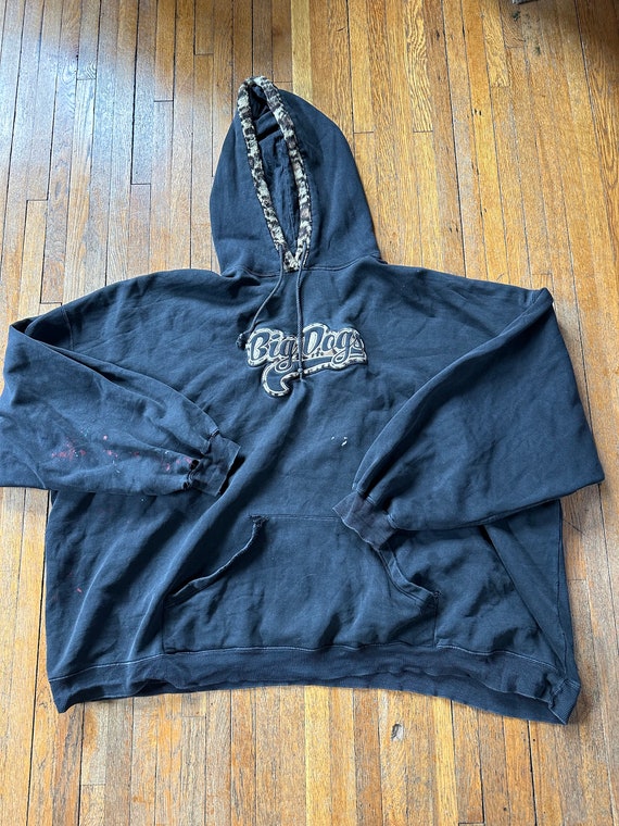 90s Big Dogs Black Hoodie Leopard Sweatshirt 4XL Navy Blue - Etsy