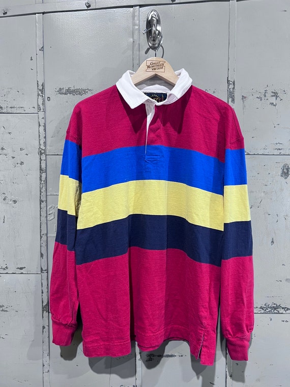 Vintage 90s Weekender Striped Pattern Rugby Style Sportswear