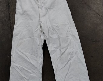 29 X 25.5 50s US Navy White Cotton Sailor's Pants Button Fly 1950s