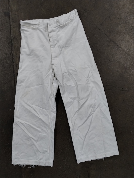 29 X 25.5 50s US Navy White Cotton Sailor's Pants Button Fly