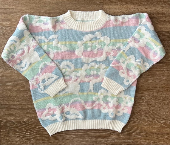 Vintage Cottagecore Sparkle Mock Neck Sweater - image 1