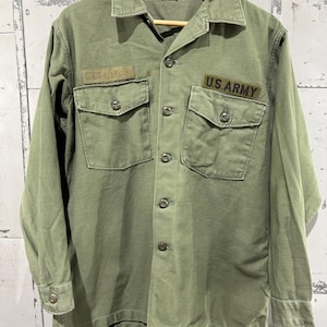 Vintage 70&#39;s OG-107  Fatigue Button Up Shirt (Army Green) Vietnam War 16.5x32