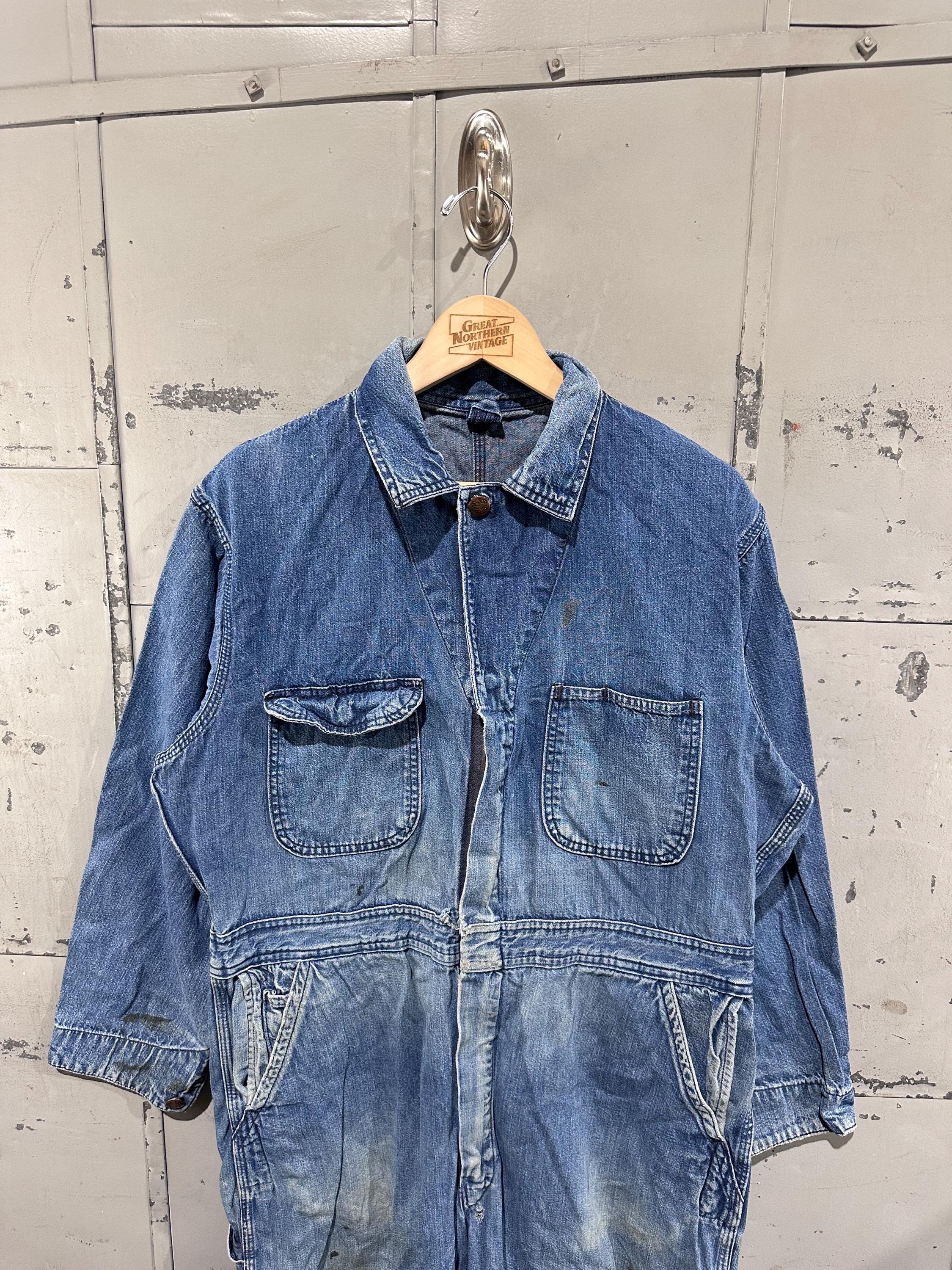 True Vintage 60s Distressed Thrashed Big Mac Work Wear Blue