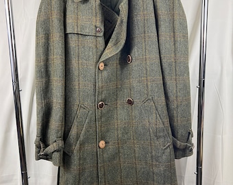 PENDLETON 60s Wool Blanket Plaid Coat Lined Belter Green