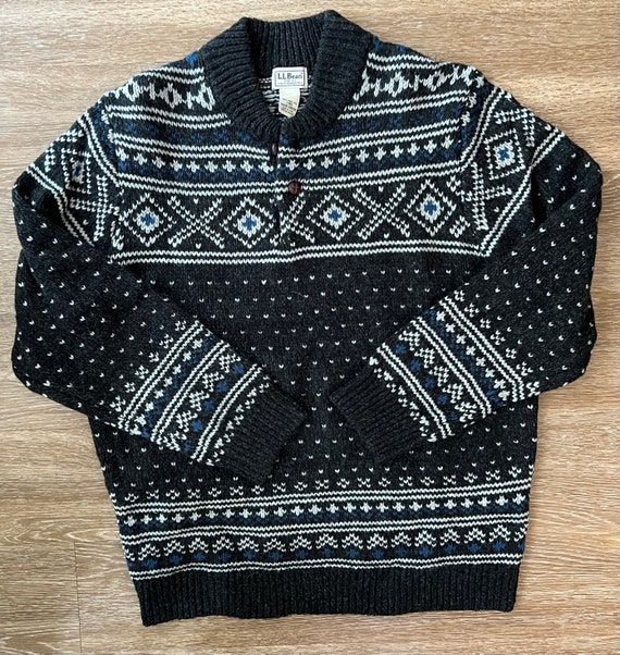 Vintage L.L. Bean Lambs Wool Shawl Collar Sweater 