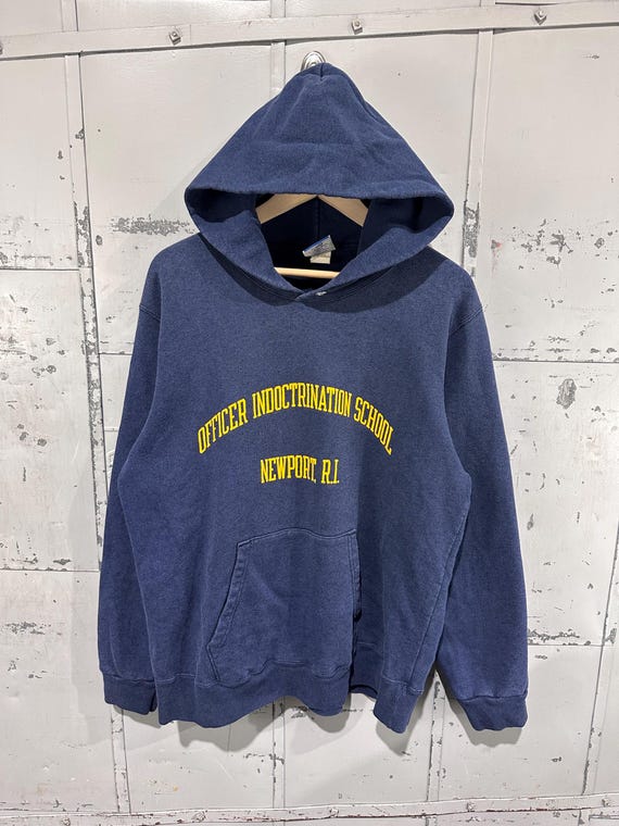 Vintage 90s Champion Brand Heather Navy Blue OIS Military Training School Faded Sweatshirt Hoodie 2XL