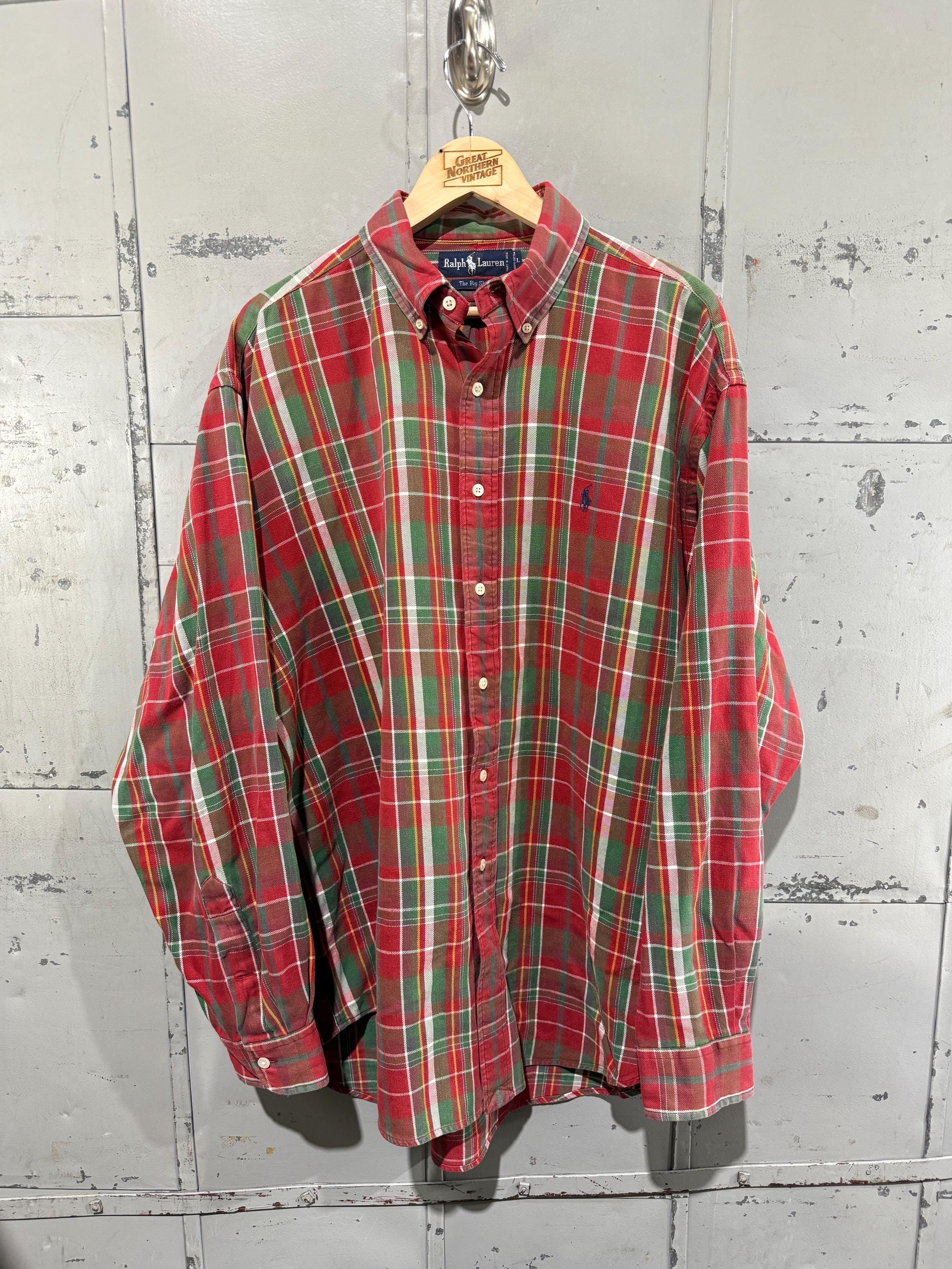 Vintage 90s Red Polo Ralph Lauren Cotton Flannel Shirt Large