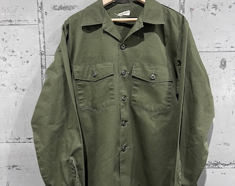 70&#39;s OG-507 Fatigue Button Up Shirt Poly-Cotton (Army Green)