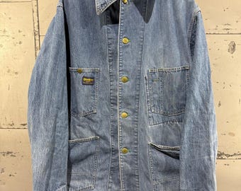 1970年代のヴィンテージデニムチョアジャケット、作業着、オシュコシュ・ビゴッシュブランド、クローバーボタン