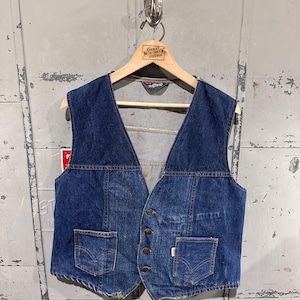 True Vintage 70-tals Levi's "Fresh Produce" Indigo Denim Reparerad Indie Hippie Väst Medium