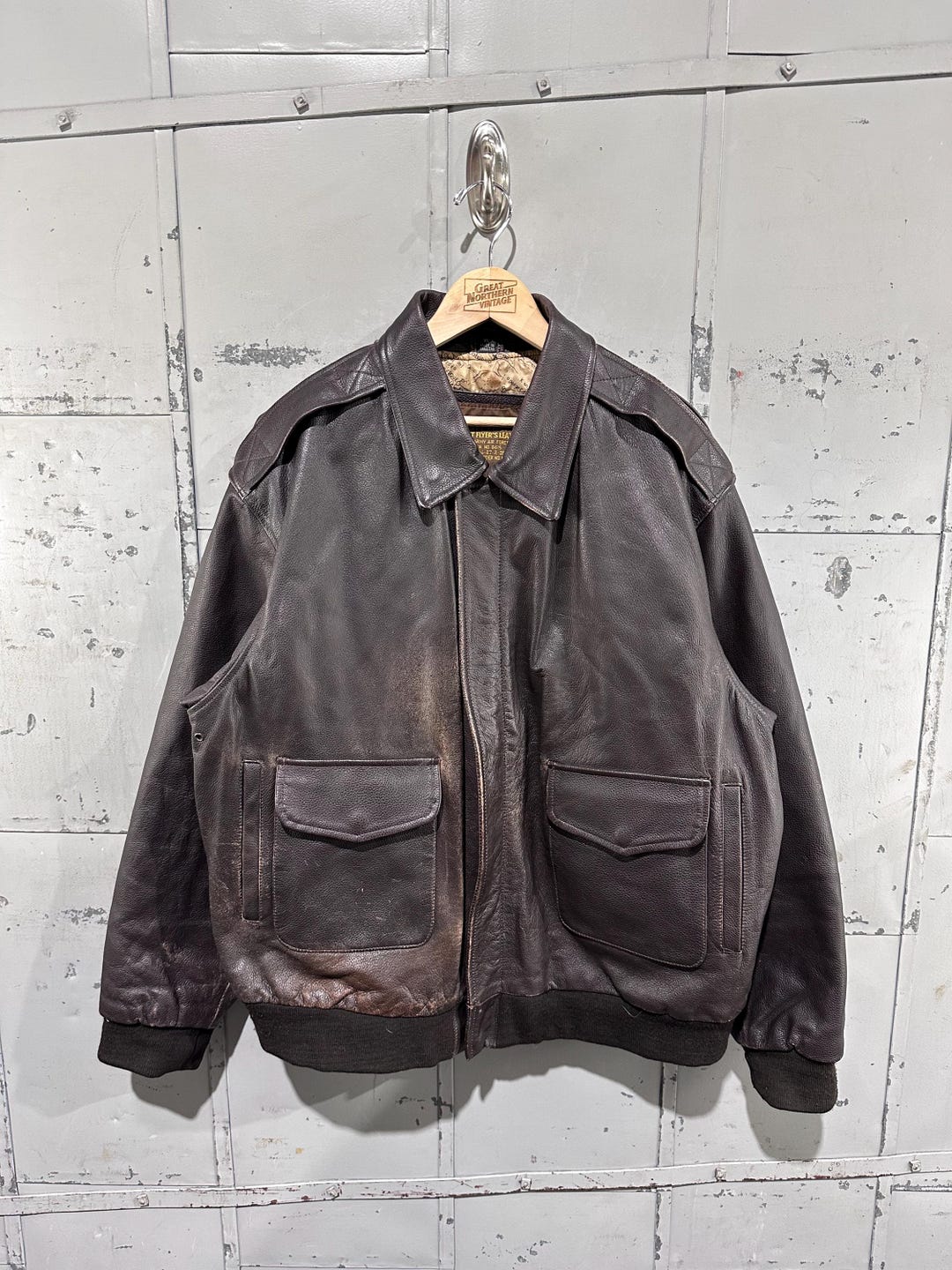 Vintage 90s Flyer's Leather Type A-2 Brown Cafe Style Bomber