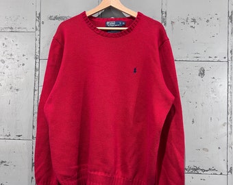 Maglione lavorato a maglia pullover XL Ralph Lauren Polo rosso XL anni '90