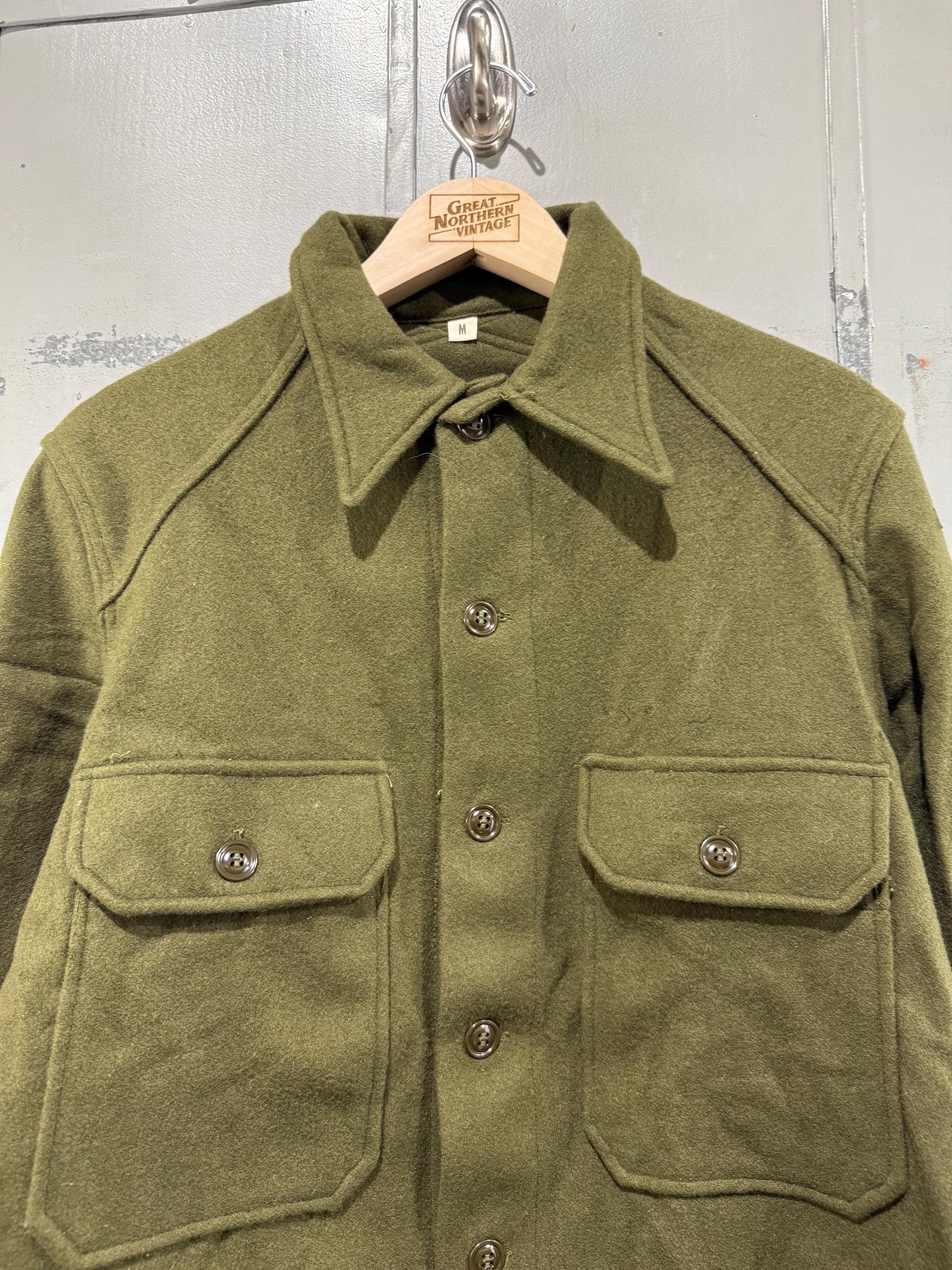 Vintage 1950s M51 Wool Field Shirt Korean War US Army OG 108 Olive