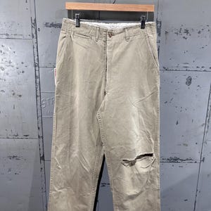 Vintage 1940's Distressed US Army Chinos Americana Military Button