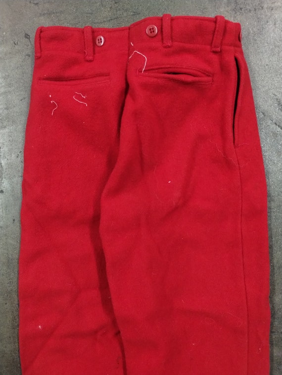 28x28 60s Vintage Hunting Pants Red Wool Pants Bu… - image 2