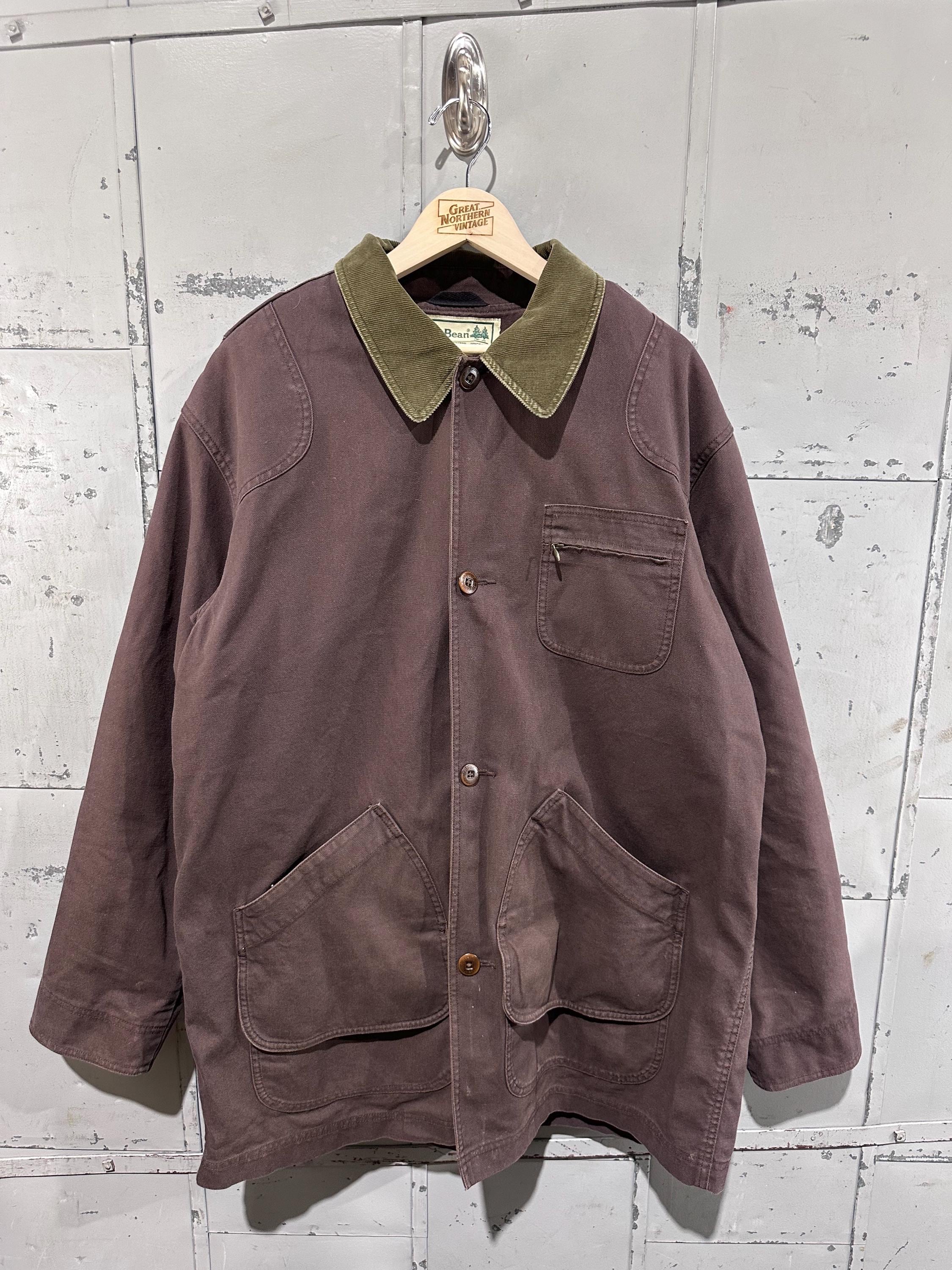 Vintage LL Bean Barn Jacket Coat Brown Flannel Lined Chore Jacket