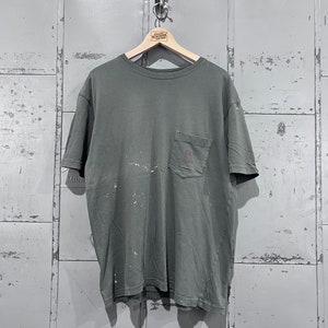 Camiseta con bolsillo pintado de Gap descolorido de los años 90, talla grande, camiseta gráfica desgastada