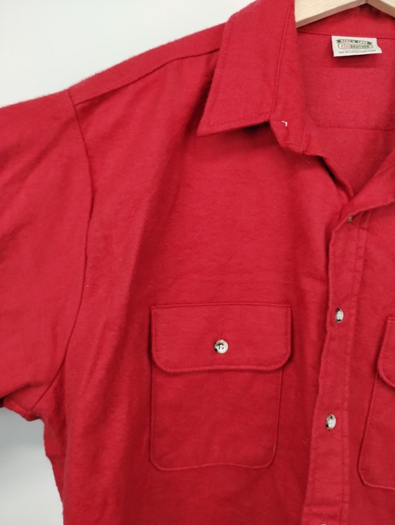 XLT 80s Five Brother Cotton Red Flannel Shirt But… - image 6