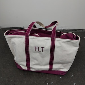 Vintage LL BEAN Cream & Blue Cotton Canvas Boat and Tote Vintage LL BEAN Cream & Blue Cotton Canvas Boat and Tote