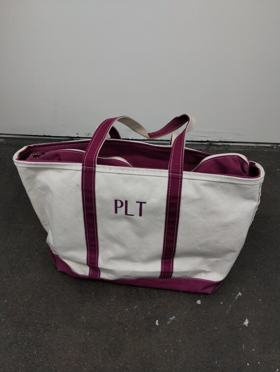 90s Vintage LL Bean PLT Maroon Accent Shoulder Canvas Boat N 90s Vintage LL Bean PLT Maroon Accent Shoulder Canvas Boat N