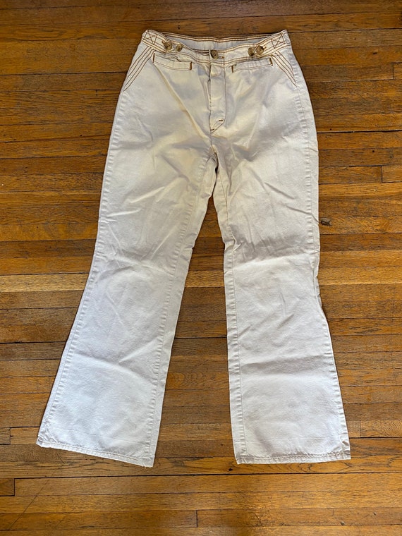 70's 28X29.5 Flared White Bell Bottoms- Unbranded